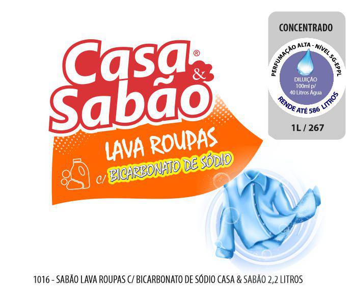 1016-PP-Q1 - Sabão Lava Roupas Casa e Sabão 2,2 Litros