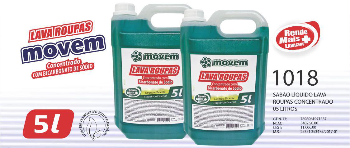 Sabão Liquido Lava Roupas Movem 05 Litros (Cód. 1018)