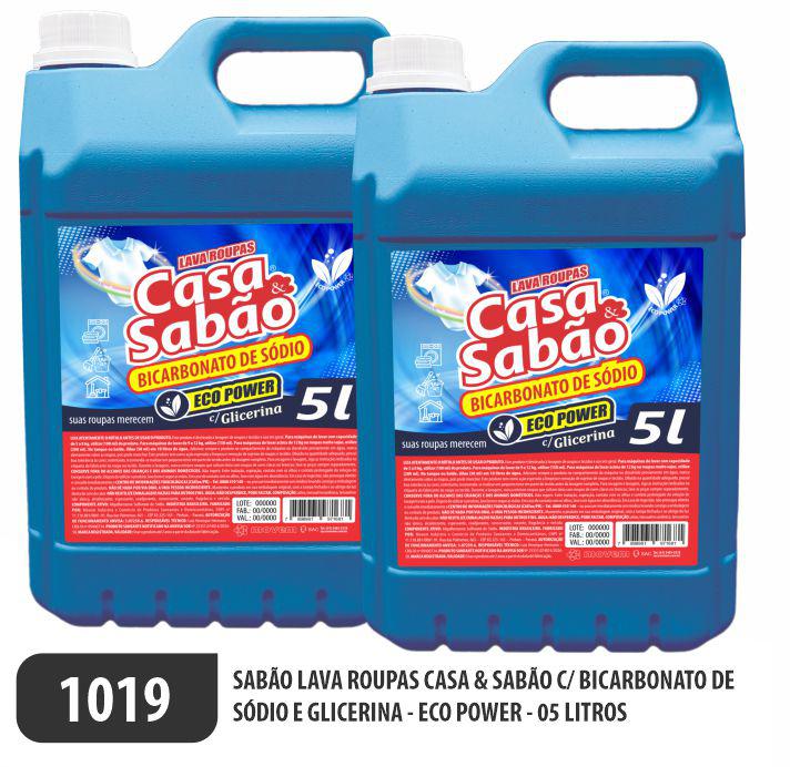 1019-PP-Q2 - Sabão Lava Roupas Casa e Sabão com Bicarbonato de Sódio Eco Power 05 Litros