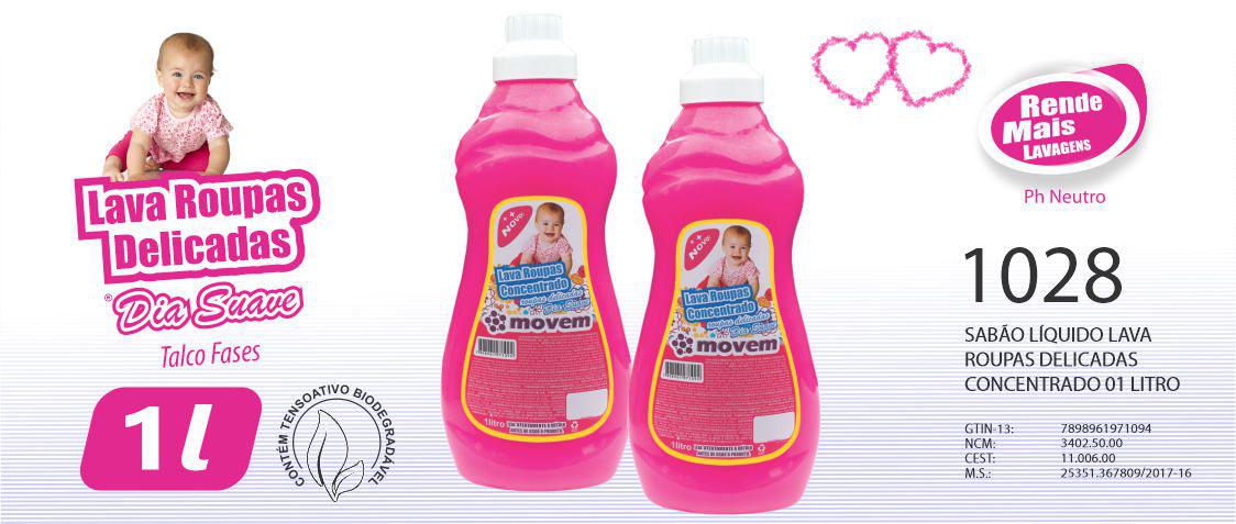 Sabão Liquido Lava Roupas Delicadas Movem 01 Litro (Cód. 1028)