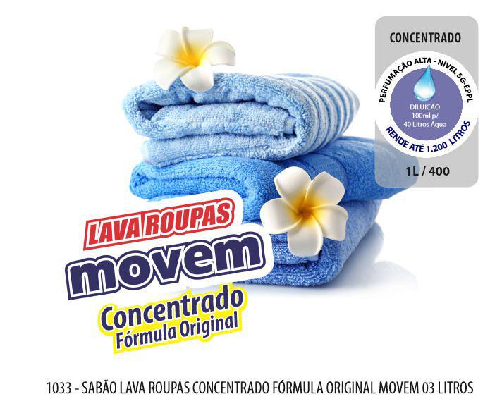 1033-PP-Q1 - Sabão Lava Roupas Fórmula Original Movem 03 Litros