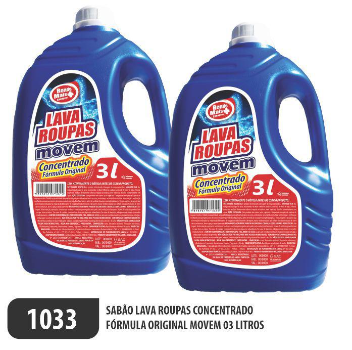 1033-PP-Q2 - Sabão Lava Roupas Fórmula Original Movem 03 Litros