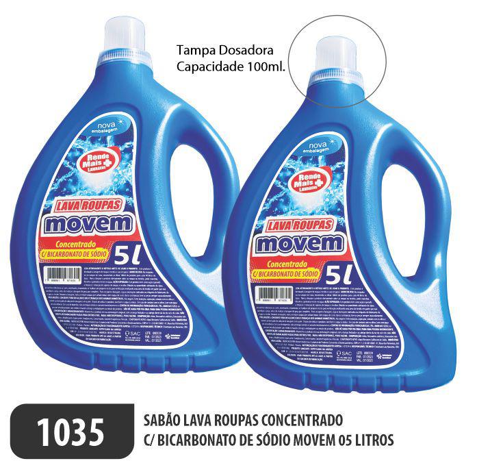 1035-PP-Q2 - Sabão Lava Roupas com Bicarbonato de Sódio Movem 05 litros