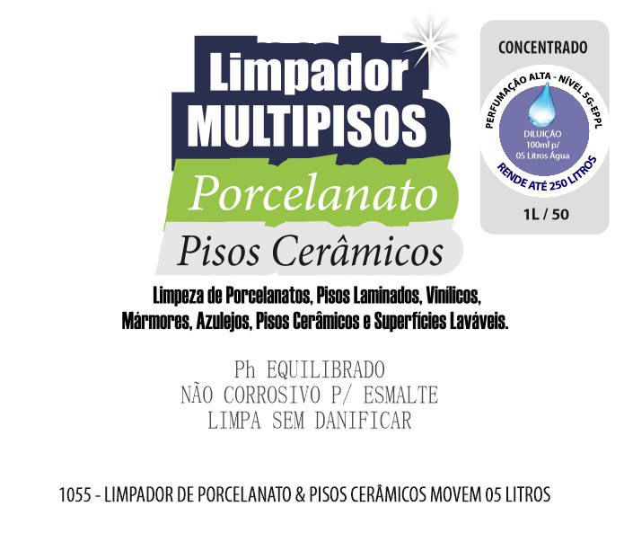 Limpador de Porcelanato, Pisos Cerâmicos, Laminados e Vinílicos Movem 05 Litros (Cód. 1055)