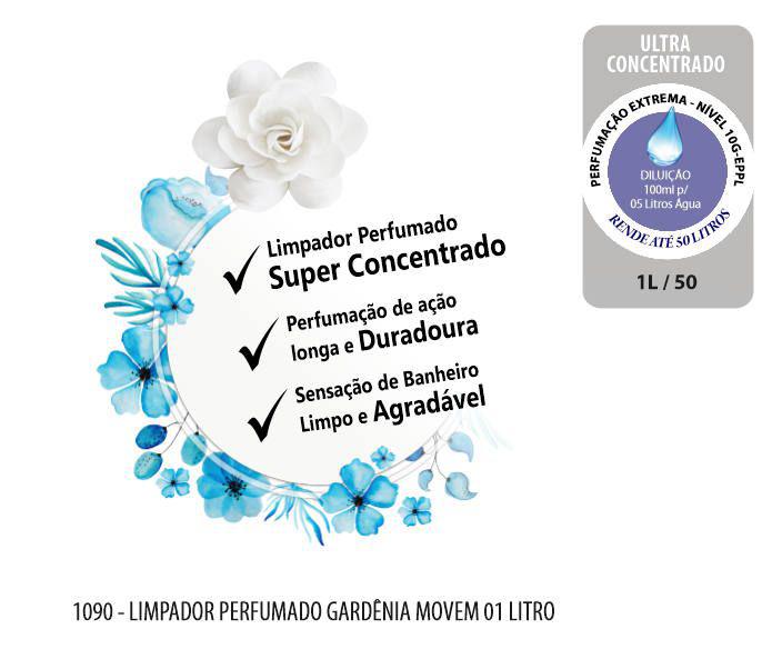 1090-PP-Q1 - Limpador Perfumado Gardenia Movem 01 Litro