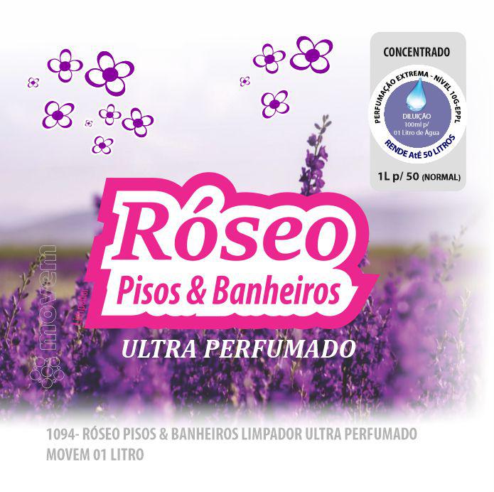 1094-PP-Q1 - Limpador Perfumado Róseo Pisos e Banheiros 01 Litro