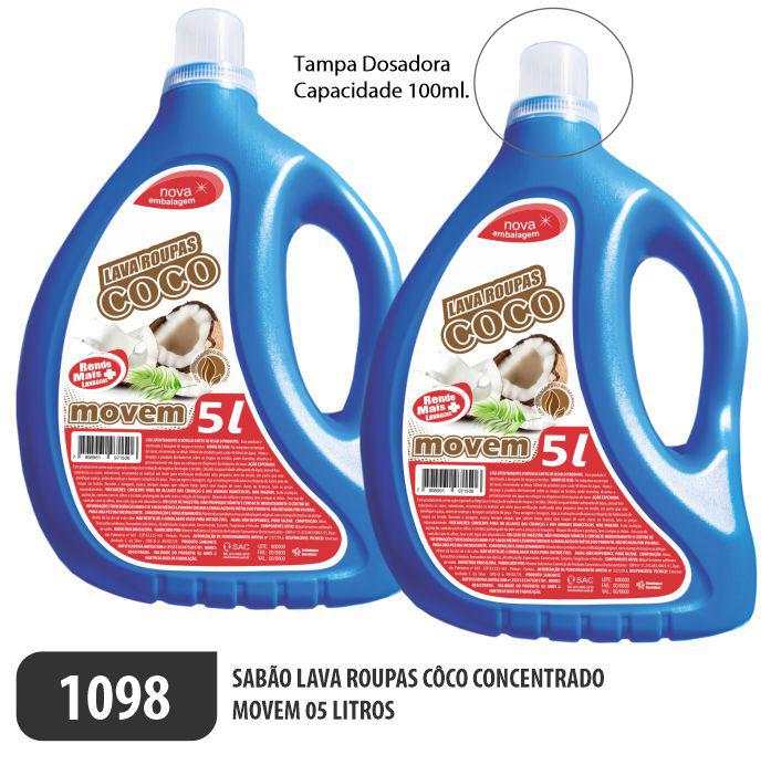 1098-PP-Q2 - Sabão Lava Roupas Côco Movem 05 Litros
