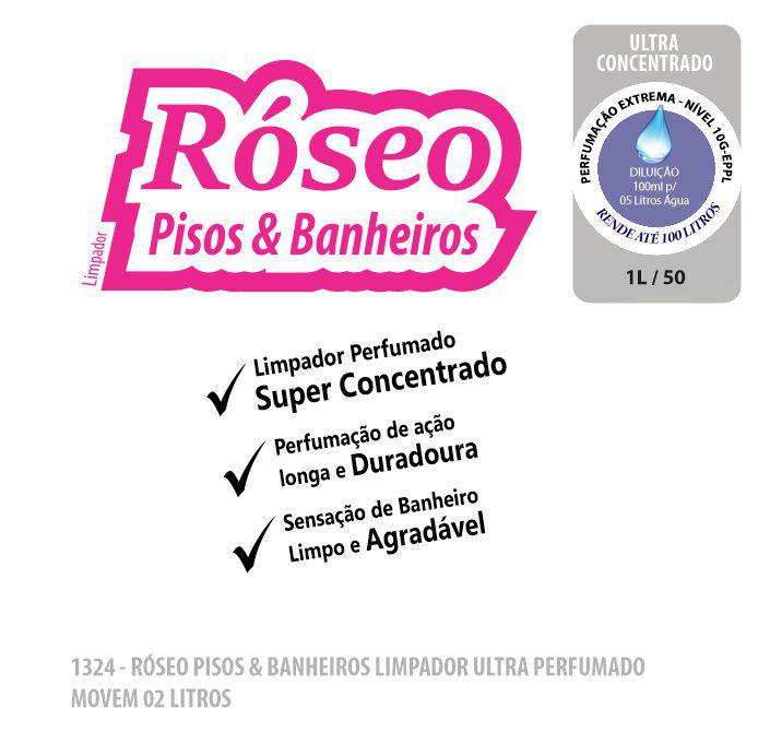 1324-PP-Q1 - Limpador Perfumado Róseo Pisos e Banheiros 05 Litros