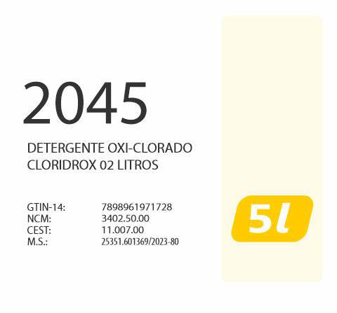 2045 - Detergente Oxi Clorado Cloridrox 02 Litros - Q3 - P1 - Movem