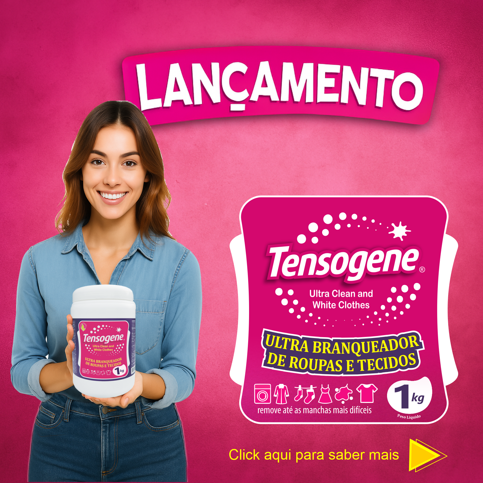 Lançamento Tensogene Ultra Branqueador de Roupas e Tecidos